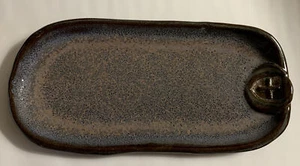 Earth Born Art Pottery Glazed Dish Blue Brown 8” X 3.5” - Picture 1 of 5