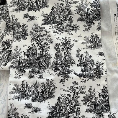 Par de paneles de cortina Waverly de lona de toile blanco y negro sin forro cortina 54x82 Foto 1 de 3