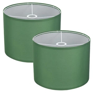 2Set Drum Lamp Shades, 13"x13"x10" Linen Lampshade E27 E26 E14, Green - Picture 1 of 7