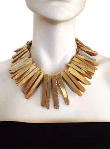 Collana Reversibile Iridescente Tramonto Aura Quarzo Collare Punta Pugnale 17" - Foto 1 di 4