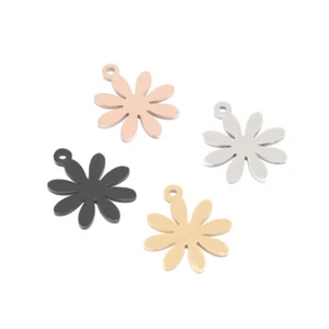 Newest 4 Colors Stainless Steel Flower Charms Daisy Pendent for Jewelry Making - Picture 1 of 11