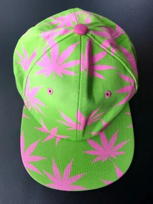 BLACK HAWKS  JOYCAP  WEED LEAVES CAP-FLUORESCENT GREEN - Image 1 of 4