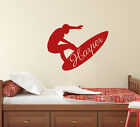 Personalized Vinyl Name Wall Decals Sport Surfer Decal Home Decor Nursery aa323