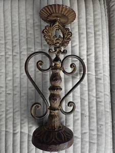 VTG. Lg. Victorian Design Cast Iron Ornate Candlesticks Holder - Picture 1 of 8