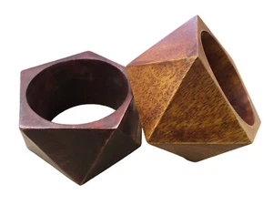 2 BRACCIAL1 IN LEGNO MARRONE CHIARO E SCURO BRACCIALETTO DIAM. CM 6,8 LARG. CM 5 - Imagen 1 de 2