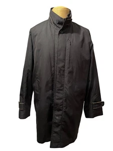MASATOMO Japan Men's Full Length Overcoat Black Leather Trim Lined Size LL - Picture 1 of 12