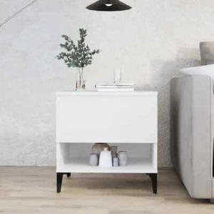 NNEVL Side Table White 50x46x50 cm Engineered Wood - Picture 1 of 11