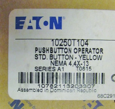 EATON CUTLER HAMMER 10250T104 Operador de botón de cabezal empotrado amarillo Foto 1 de 2