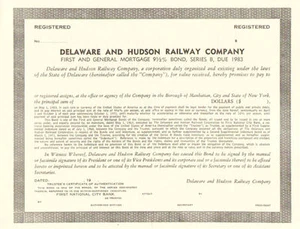 Delaware and Hudson Railway Company 1983 Anleihe Zertifikat CP NS - Bild 1 von 1