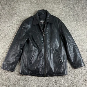 Leather Limited Jacket Mens Small Black Lined Leather Full Zip Outdoors Coat - Picture 1 of 18