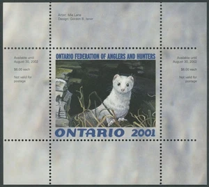 2001 CANADA-ONTARIO. FEDERATION OF ANGLERS & HUNTERS, WEASEL, VD.#OW9 - Picture 1 of 3