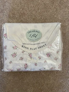 NEW Rachel Ashwell Treasures Rosebud Cotton King Flat Sheet NWT NIP - Picture 1 of 4