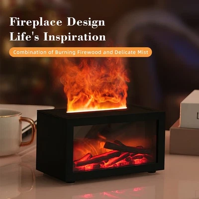 Fireplace Flame LED Essential Oil Diffuser Aroma Aromatherapy Air Humidifier New - Image 1 of 4