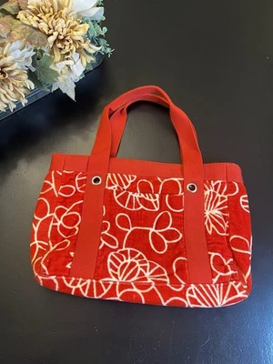 Old Navy Y2K Vintage Red White Floral Terry Cloth Towel Tote Bag Purse  - Image 1 of 4