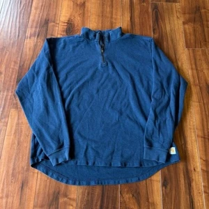 Carhartt Relaxed Fit 1/4 Zip Lightweight Pullover Long Sleeve Blue Mens XL - Picture 1 of 8