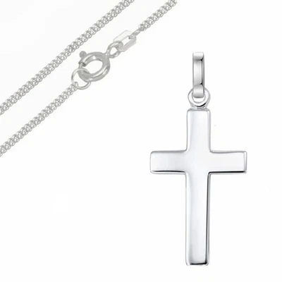 Cross pendant with curb chain, 925 Sterling Silver, engraved on request - Image 1 of 2