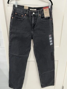 Levis Low Pro Straight Womens 27 Black Mid Rise Straight Leg NWT L 30 - Picture 1 of 7