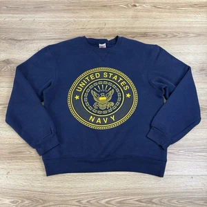 Felpa pullover girocollo vintage Soffe US blu navy uomo M made in USA - Foto 1 di 12