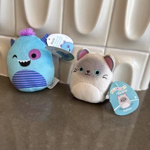 2 Mikromallows Squishmallow Felton der Siam und die Katze 2,5” und 3,5” Rorty!! - Bild 1 von 6