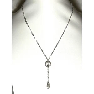 Lia Sophia SPARK Retired Lariat Necklace Silver Tone - Picture 1 of 10