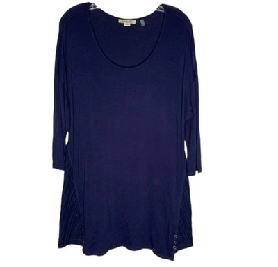 Túnica Simply Noelle para mujer L/XL azul cuello redondo manga dolman hombro caído Foto 1 de 4