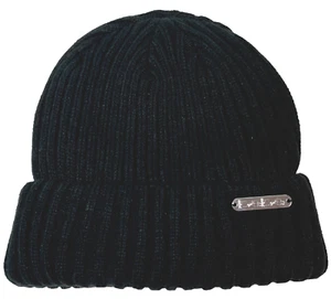 Cappello donna Bebe in maglia berretto nero con polsini argento "Bebe" etichetta su polsino nuovo - Foto 1 di 12