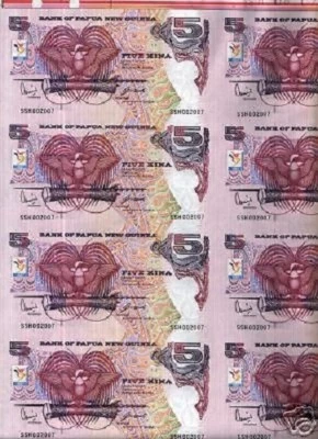 PAPUA NEW GUINEA 5 KINA P-34 2007 10 Pc UNCUT PROOF SHEET COMMEMORATIVE Specimen - Image 1 of 3