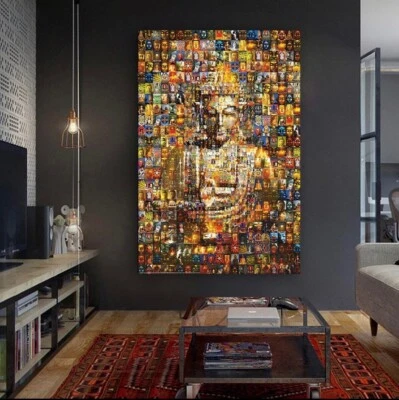 Mosaico de Buda Lienzo Arte de Pared Arte Espiritual Budista Meditar Oración Espacio Decoración Foto 1 de 4