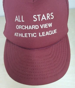 Trucker Hat Mesh Adjustable Snap Back Burgundy White All Stars Orchard View AL - Picture 1 of 12