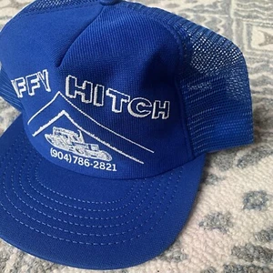 Vintage Jiffy Hitch Snapback Hat Trucker Cap 80's 90s Blue Cap NWT Excellent 🧢 - Picture 1 of 11