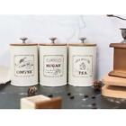 3pcs Vintage Stil Tee Kaffee Zucker Kanister Glser Tpfe Dosen mit Bambus