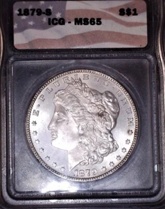1879-S Morgan Silver Dollar, MS65. ICG Tough Date, Issue Free - Picture 1 of 2
