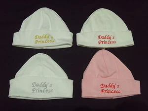 Baby 100% Cotton Embroidered Personalised Hat With The Saying Daddy's Pincess  - Picture 1 of 11