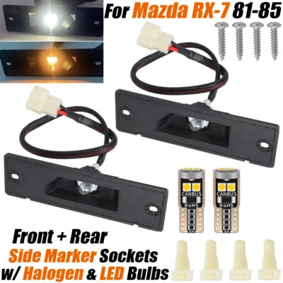 Side Marker Sockets & Halogen+LED Bulbs For 1981-1985 Mazda RX7 Coupe 2-Door L+R — 第 1/4 张图片