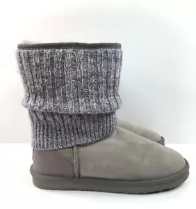 Australia Luxe Collective Fame Short Sheepskin Suede Boot Light Gray Women's 11 - Picture 1 of 7