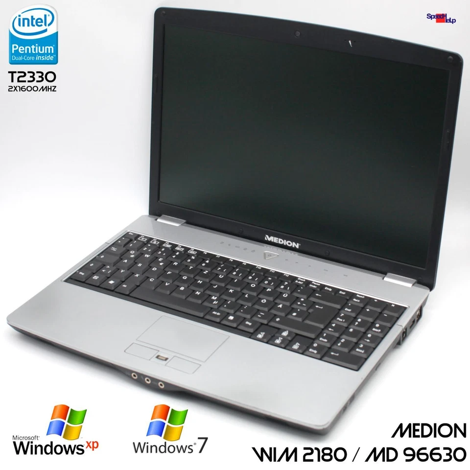MEDION MD 96630 WIM 2180 Notebook Laptop Windows 7 XP 2GB 60GB GEFORCE 9300M G - Immagine 1 di 4