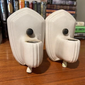 VTG PAULDING 1930s Pair ART DECO White Porcelain Ceramic Sconces Light Fixtures - Picture 1 of 6