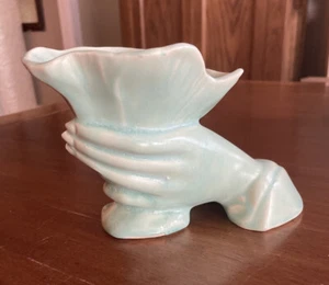 Vintage Nelson McCoy Aqua hand shaped vase. - Picture 1 of 6