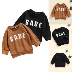 Toddler Infant Boys Girls Clothes Pullover Letter Hooded Sweatshirt Tracksuit - Picture 1 of 14
