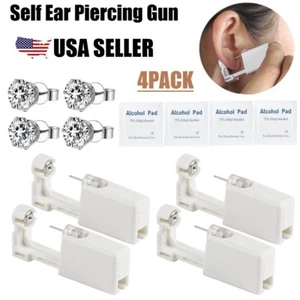 4Pcs Self Ear Piercing Gun Disposable Self Ear Piercing Kit Safety Earring USA - Picture 1 of 13