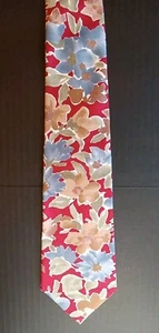 Van Heusen 417 Bold Abstract Floral Red Blue Green Tie 100% Silk 4x57 - Picture 1 of 10