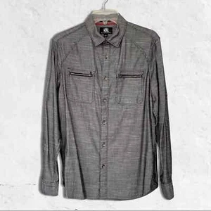 Camisa Rock & Republic Manga Larga Bolsillo con Cremallera en Gris Para Hombre Pequeña - Imagen 1 de 10