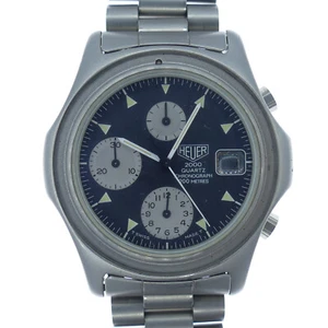 HEUER 2000 QUARTZ CHRONOGRAPH 273.006 37MM BLACK DIAL STAINLESS STEEL WATCH - Picture 1 of 6