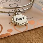 NWT Alex and Ani BECAUSE I LOVE YOU SISTER Shiny Silver Bracelet with Card