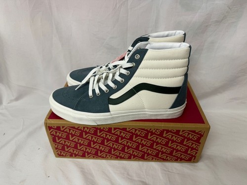 UK 11 Scarpe da ginnastica uomo Vans Sk8 Hi in tela Varsity con scarpe da ginnastica in camoscio verde