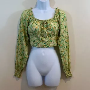 Blusa corta de manga larga floral aerie NUEVA para mujer talla S - Imagen 1 de 11