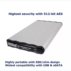 DSX-2TSDG2 2TB SSD USB 3.2 Gen 2/eSATA CipherShield 512-bit AES FIPS 140-2 $Sale - Picture 1 of 4