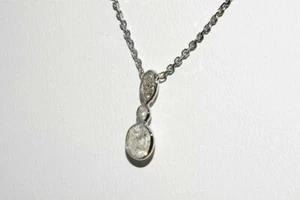 $2,800 .80CT NATURAL MIXED CUT DIAMOND THREE-STONE LINEAR DROP NECKLACE 14K GOLD - Picture 1 of 6