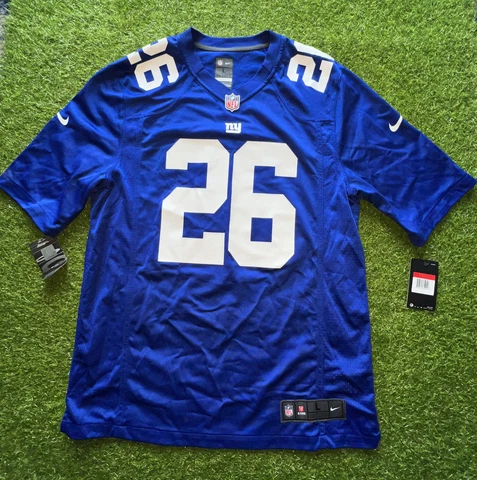 Nike NFL NY Giants #26 Saquon Barkley On Field Jersey Size Mens L $150 Retail Cover