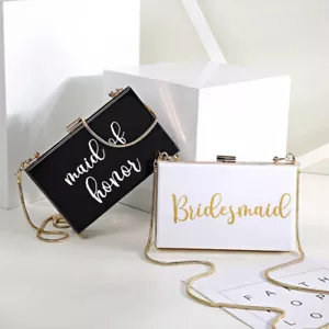 Personalized Acrylic Clutch Bride Purse Handbag Bridesmaid Bachelorette Gift - Picture 1 of 4